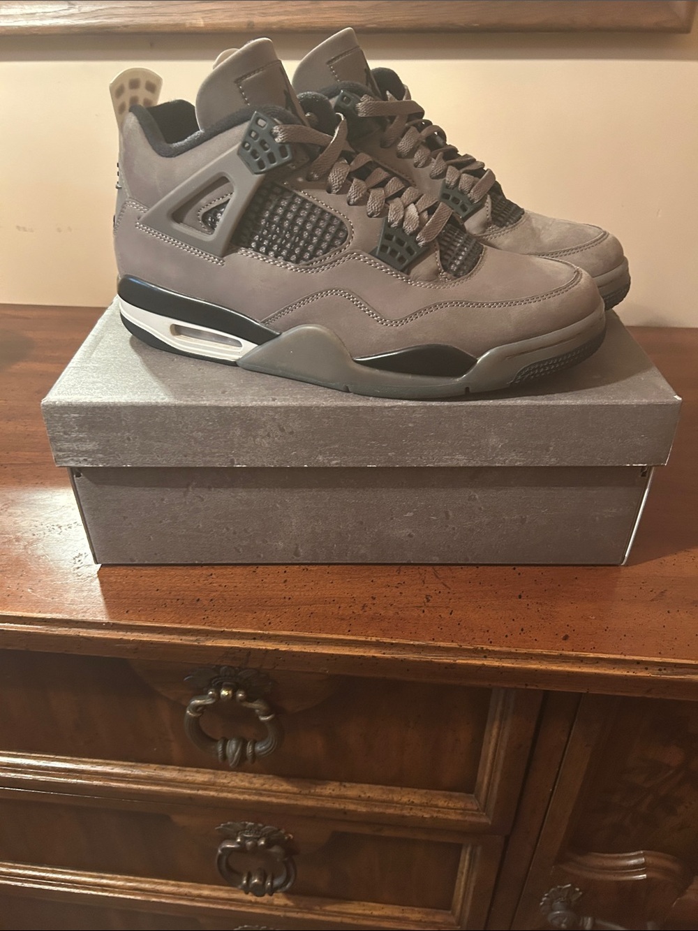 Jordan Men's Taupe Grey Suede Basketball Sneakers